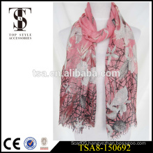 wholesale blooming big flower patter voile scarf 100 Polyester Magic Scarf